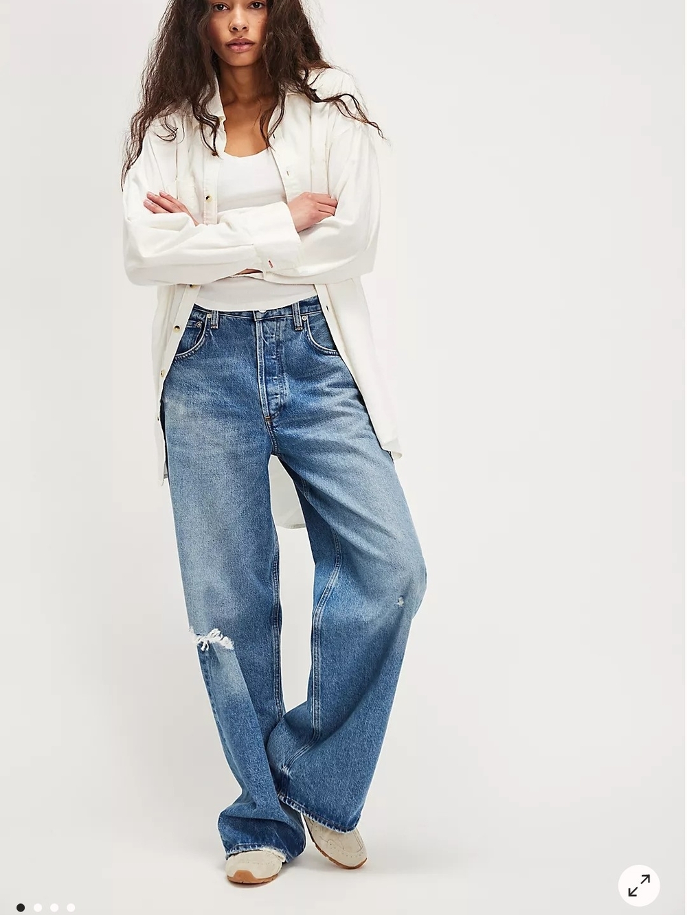 Free People Mid Rise Button Fly Barrel Jeans NWT